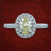 Vintage Yellow Fancy Diamond Cluster Ring 1.3ct Total With Cert