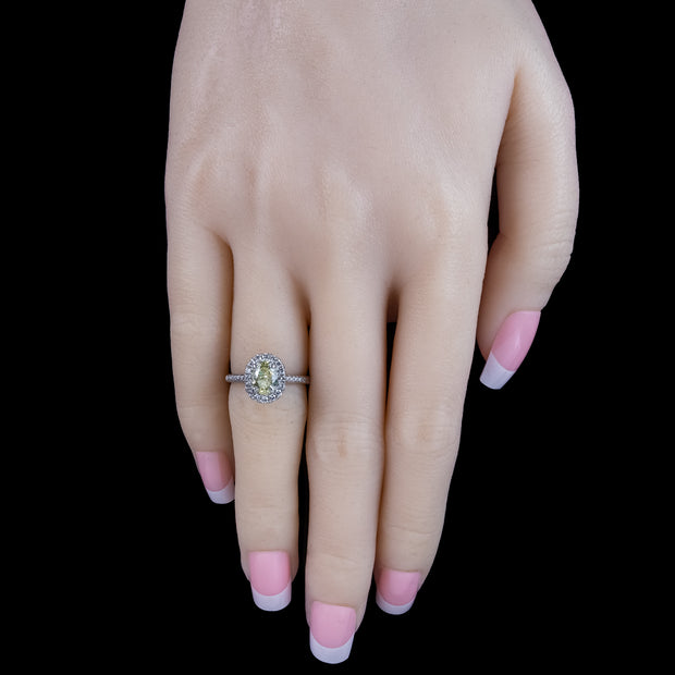 Vintage Yellow Fancy Diamond Cluster Ring 1.3ct Total With Cert