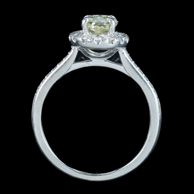 Vintage Yellow Fancy Diamond Cluster Ring 1.3ct Total With Cert