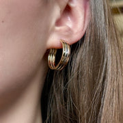 Vintage Creole Hoop Earrings Three Tone 14ct Gold