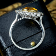 Edwardian Style Sapphire Diamond Cluster Ring 3.48ct Yellow Sapphire