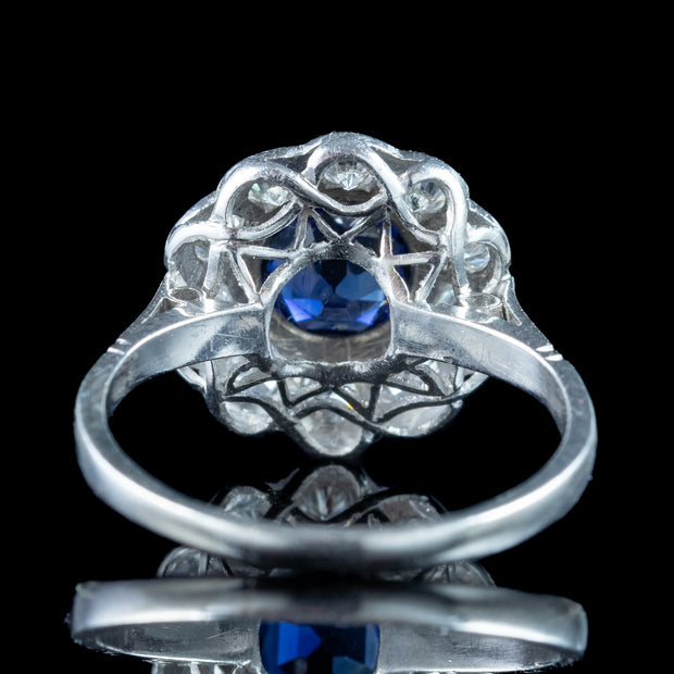 Antique Edwardian Sapphire Diamond Daisy Cluster Ring 1.25ct Sapphire