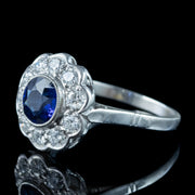Antique Edwardian Sapphire Diamond Daisy Cluster Ring 1.25ct Sapphire
