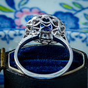 Antique Edwardian Sapphire Diamond Daisy Cluster Ring 1.25ct Sapphire