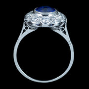 Antique Edwardian Sapphire Diamond Daisy Cluster Ring 1.25ct Sapphire