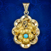 Antique Victorian Forget Me Not Pendant 18ct Gold Gilt Silver Circa 1900