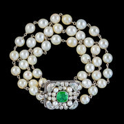 Antique Victorian Pearl Bracelet Green Paste Silver Clasp Austro Hungarian Circa 1890b