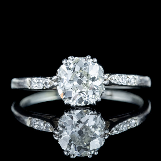 Art Deco Diamond Solitaire Ring 1.2ct Old Cut Diamond