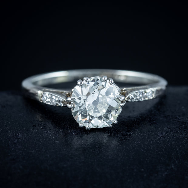 Art Deco Diamond Solitaire Ring 1.2ct Old Cut Diamond