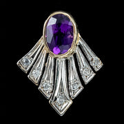 Art Deco Style Amethyst Diamond Fan Earrings 9ct Gold