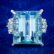 Art Deco Style Aquamarine Diamond Ring Platinum cover