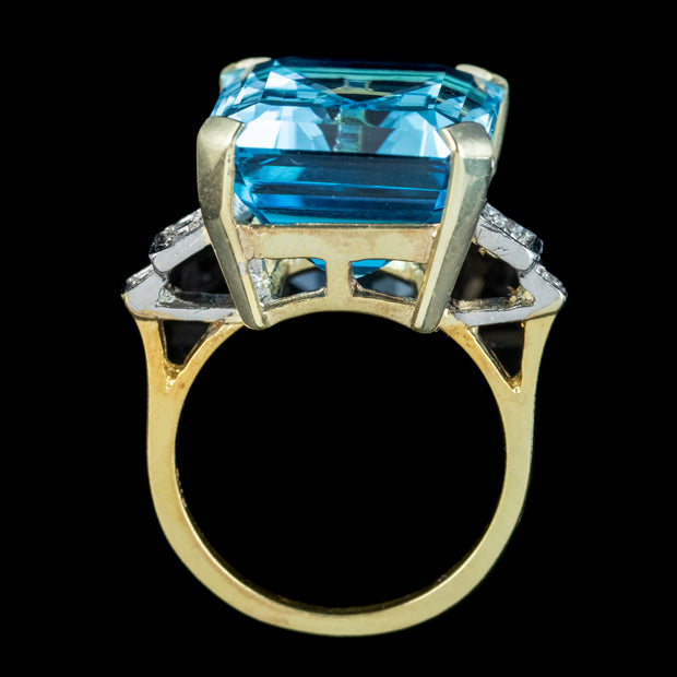Art Deco Style Blue Topaz Cocktail Ring 25ct Topaz