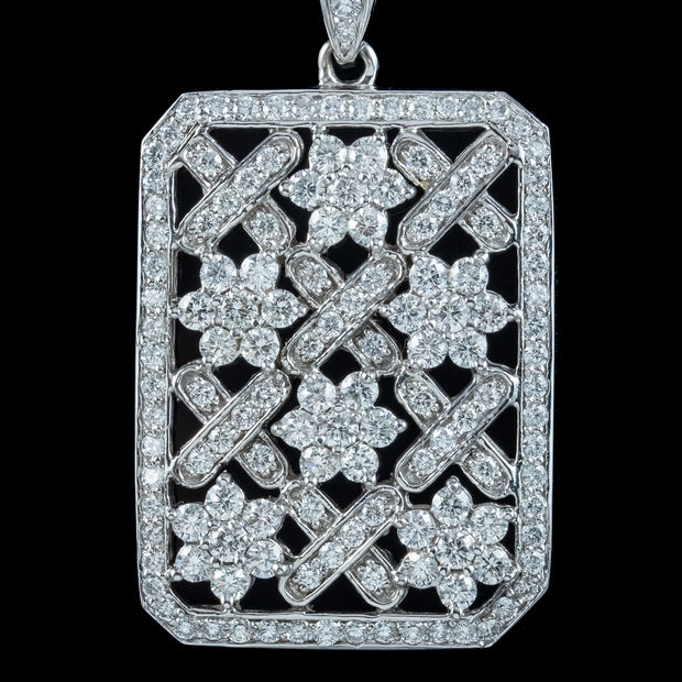 Art Deco Style Diamond Pendant Necklace 18ct Gold 8ct Of Diamond