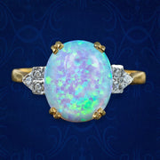 Art Deco Style Opal Cz Ring 5ct Cultured Opal