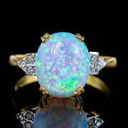 Art Deco Style Opal Cz Ring 5ct Cultured Opal