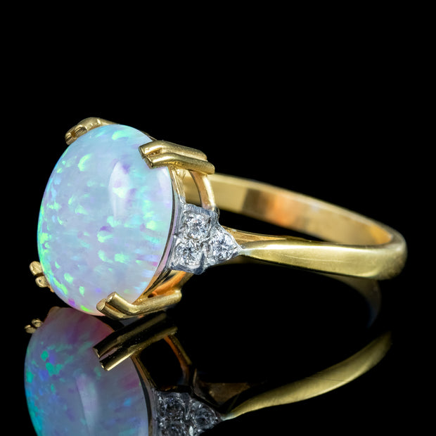 Art Deco Style Opal Cz Ring 5ct Cultured Opal