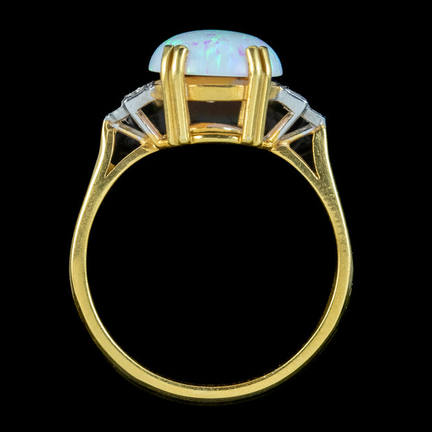 Art Deco Style Opal Cz Ring 5ct Cultured Opal