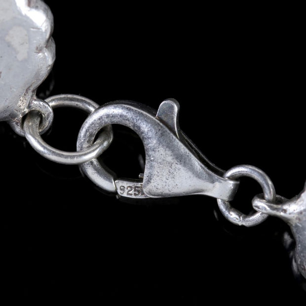 Edwardian Style Flower Riviere Necklace Cubic Zirconia Sterling Silver 