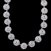 Edwardian Style Flower Riviere Necklace Cubic Zirconia Sterling Silver 