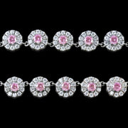 Edwardian Style Flower Riviere Necklace Cubic Zirconia Sterling Silver 