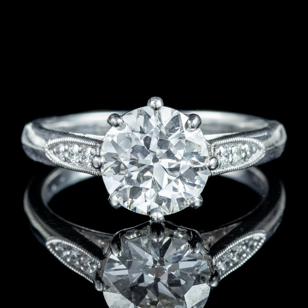 Edwardian Style Diamond Solitaire Ring 1.72ct Diamond With Cert