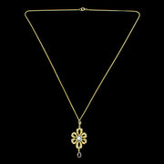  Edwardian Style Opal Moonstone Amethyst Pendant Necklace Silver Gilt