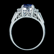 Edwardian Style Sapphire Diamond Trilogy Ring 1.65ct Sapphire