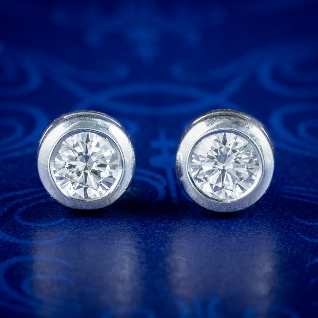 Edwardian Style Solitaire Diamond Stud Earrings 0.40ct Of Diamond