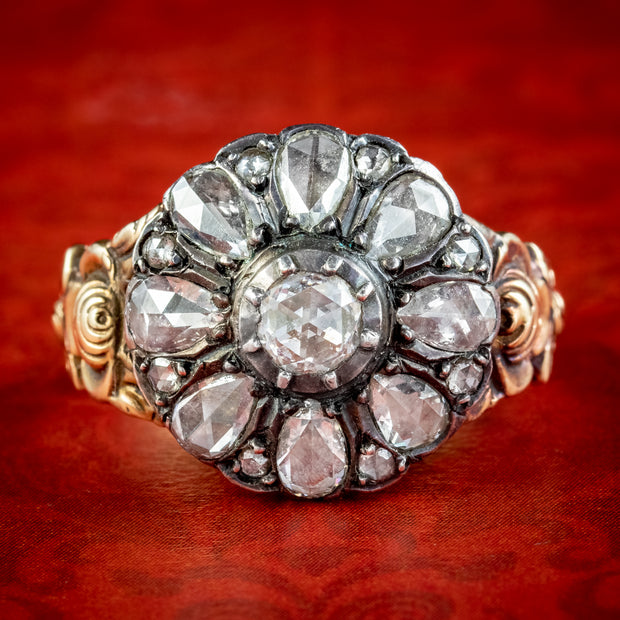 Georgian Style Diamond Flower Cluster Ring 2.10ct Of Diamond