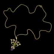 Edwardian Style Suffragette Pendant Necklace Amethyst Peridot Diamond