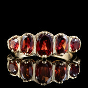 Victorian Style Garnet Five Stone Ring 9ct Gold