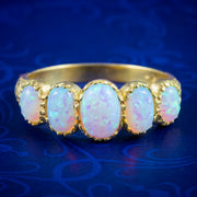 Victorian Style Opal Five Stone Ring 18ct Gold On Silver