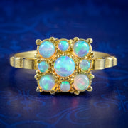 Victorian Style Opal Square Ring 18Ct Gold On Silver Ring