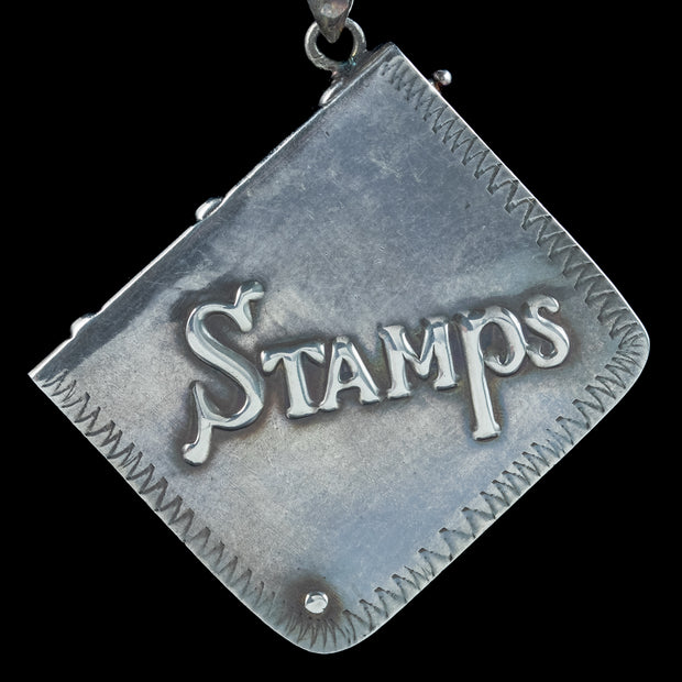 Victorian Style Stamp Box Pendant Necklace Sterling Silver