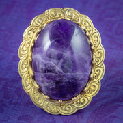 Vintage 50Ct Cabochon Amethyst Silver Gold Gilt Gallery Dated 1972