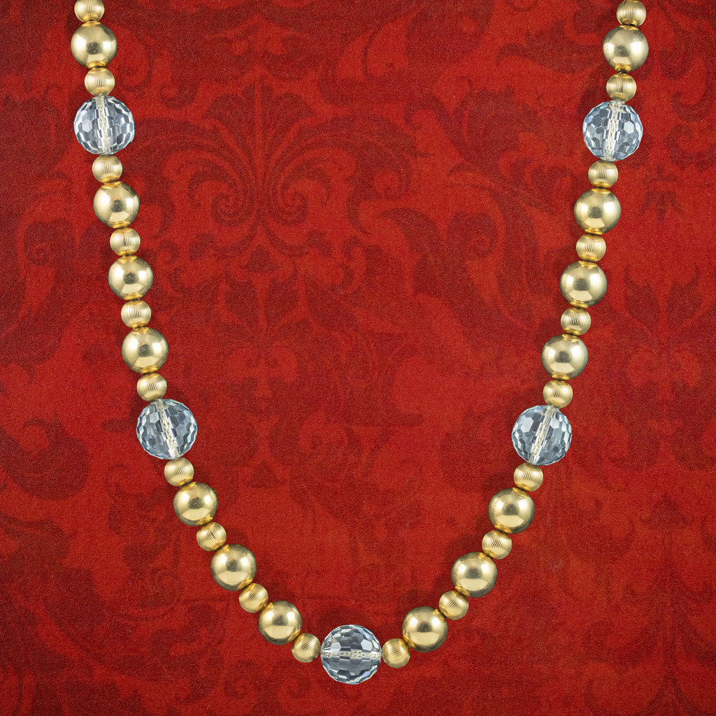 Beautifull old vintage crystal pumpkin shape with top golden glass beads and goldplated beads necklace