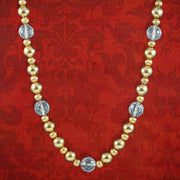 Vintage Beaded Necklace 18ct Gold Gilt Glass Crystal