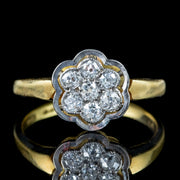 Vintage Diamond Cluster Flower Ring 18Ct Gold Dated 1980