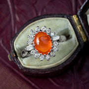 Vintage Fire Opal Diamond Cluster Ring 1.75ct Opal