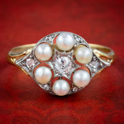 Vintage Pearl Diamond Cluster Ring 9Ct Gold Circa 1975 cover