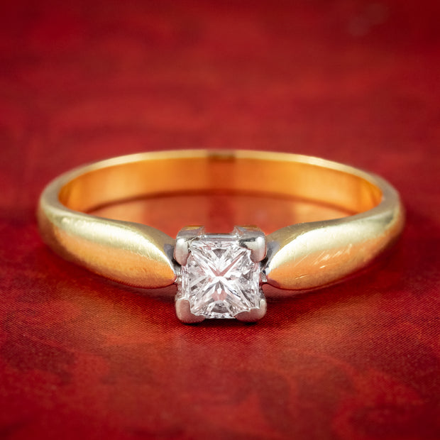 Vintage Princess Cut Diamond Solitaire Ring 0.30ct Diamond Dated 1997