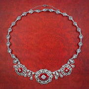 Vintage Sterling Silver Red Enamel Paste Collar Dated London 1956
