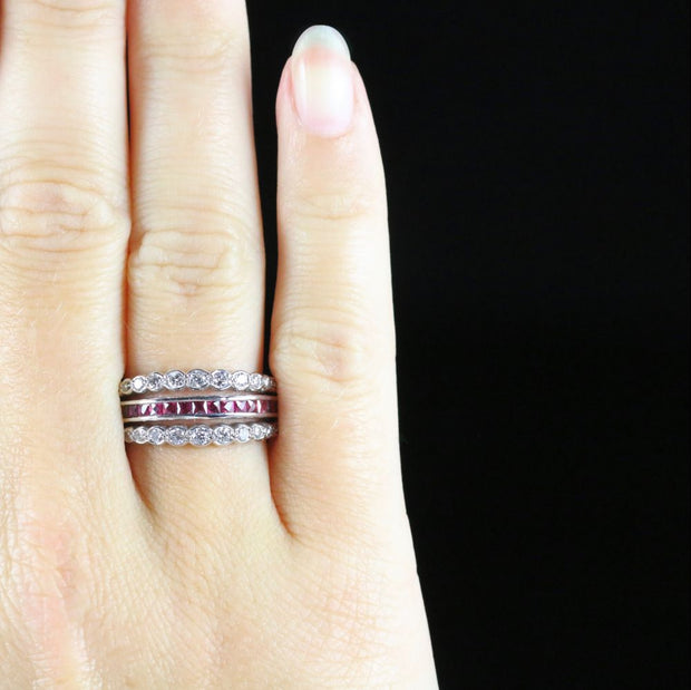 Ruby Diamond Sapphire Eternity Flip Ring Can Be Worn Four Ways