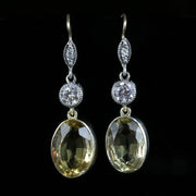 Antique Victorian Citrine & Paste Earrings Gold/Silver