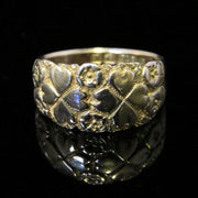 Antique Edwardian Gold Wedding Band Forget Me Not Heart Engraved Dated 1909