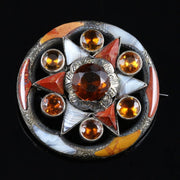 Antique Victorian Scottish Agate Silver Brooch Large Brooch Circa 1860