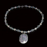 Silver Pink Quartz Crystal Dropper Necklace – Fabulous Collar