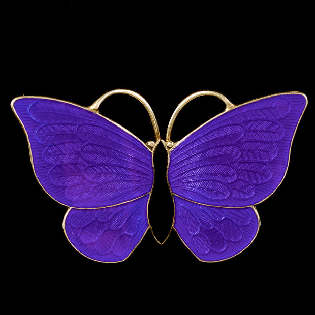 Antique Victorian Blue Enamel Butterfly Brooch Silver Circa 1900