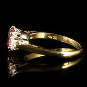 Antique Victorian Ruby Diamond Ring 18Ct Gold Circa 1900