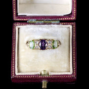 Antique Victorian Suffragette Ring 18Ct Diamond Amethyst Peridot Circa 1900